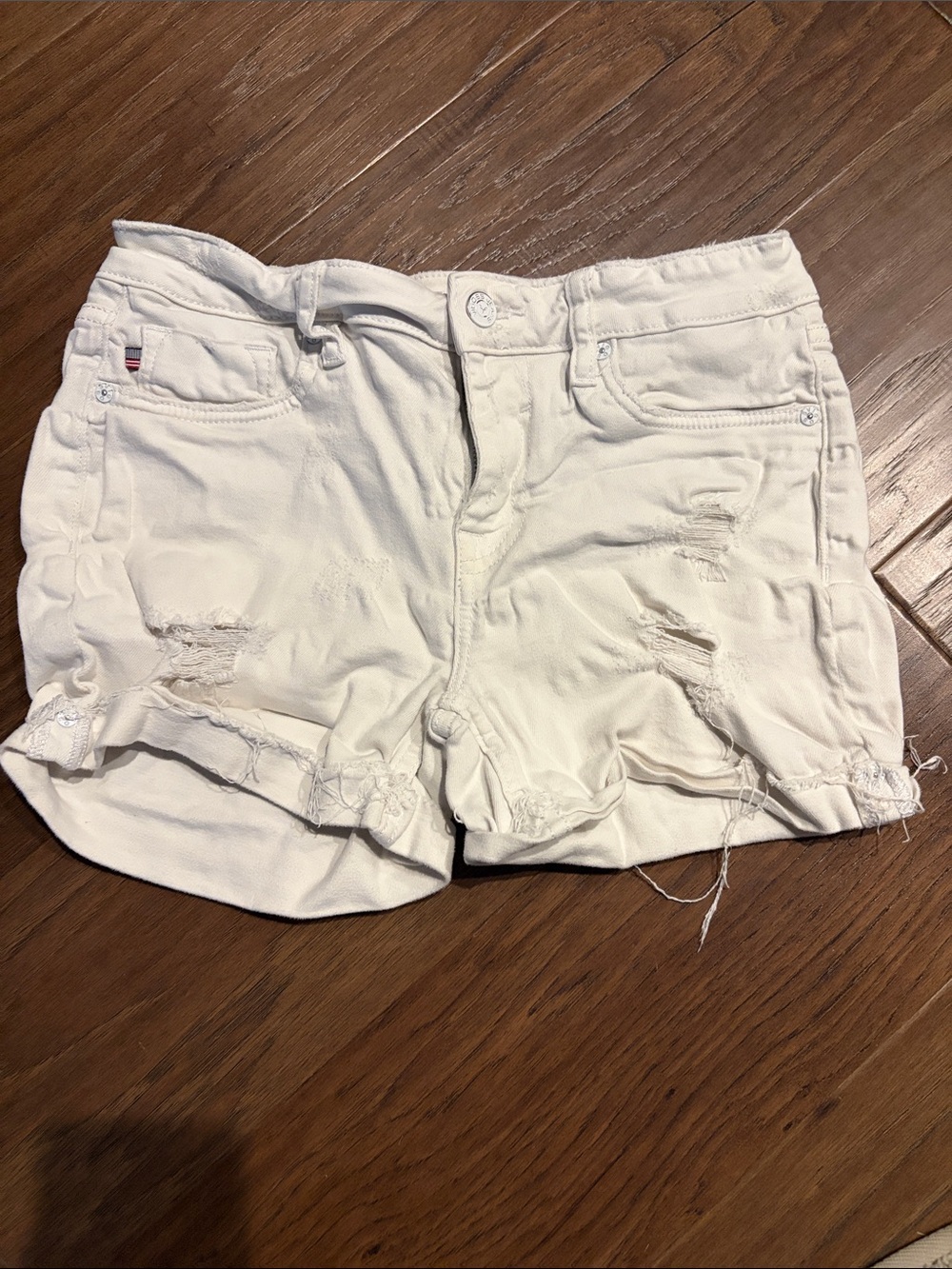 Vigoss White Distressed Denim Short Shorts